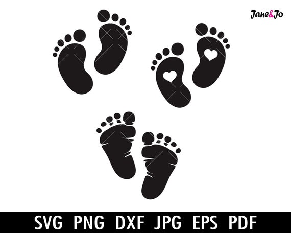 Baby Footprint SVG, Baby Feet SVG, Baby Foot SVG, Baby Foot Print svg file  for Cricut & Silhouette, Baby Shower svg design dxf, pdf, png