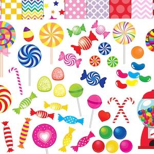 52 Candy clipart,candy clip art,printable,lollipop clipart,rainbow candy,candy graphics,gumball machine clipart,sweet sugar clipart,lollipop