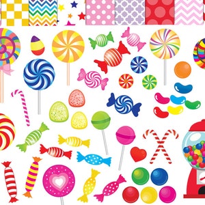 52 Candy clipart,candy clip art,printable,lollipop clipart,rainbow candy,candy graphics,gumball machine clipart,sweet sugar clipart,lollipop