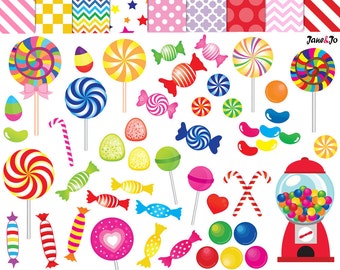 52 Candy clipart,candy clip art,printable,lollipop clipart,rainbow candy,candy graphics,gumball machine clipart,sweet sugar clipart,lollipop