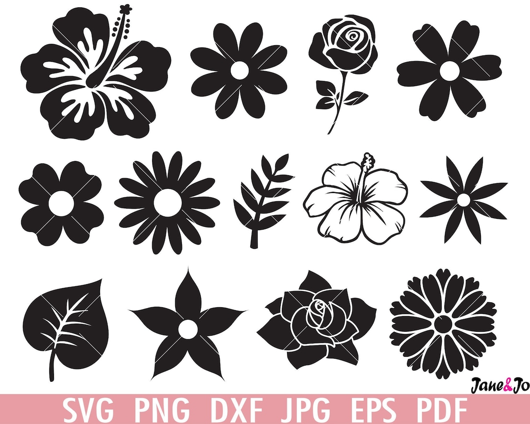 Flowers SVG Bundle, Flowers Clipart, Leaves Svg, Rose SVG, Circut Cut