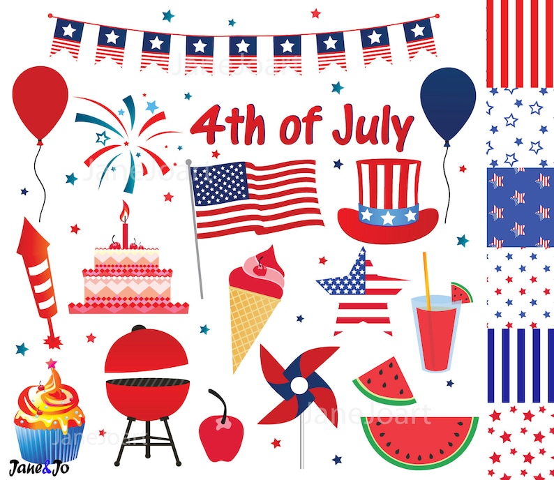 4th of July clipart Fourth of July clip art Independence | Etsy