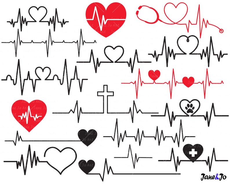 Heartbeat svg bundle,Heart beat svg,Heartbeat Clipart,Healthcare,Nurse SVG cut file cutting file Stethoscope Health Heart Cardiogram ekg svg image 1