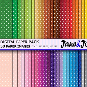 50% OFF SALE 50 Polka dot Digital Paper,Spots Polka Dots Pattern Digital Paper, Scrapbook paper, Rainbow Polka dot Background Image Print