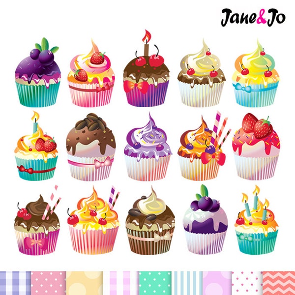 50% OFF SALE Cupcake clipart,cupcake digital illustration,cupcake clip art instant download, Sweets Dessert Clipart Image Instant download