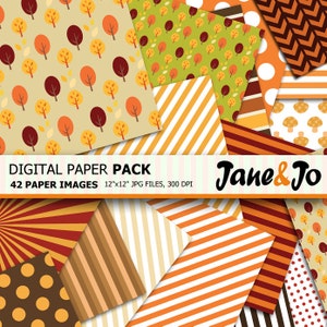 Fall Digital Paper , fall paper, Fall Patterns , Autumn Digital Paper, Autumn background , Harvest Digital Paper,Harvest Orange Yellow Brown image 2