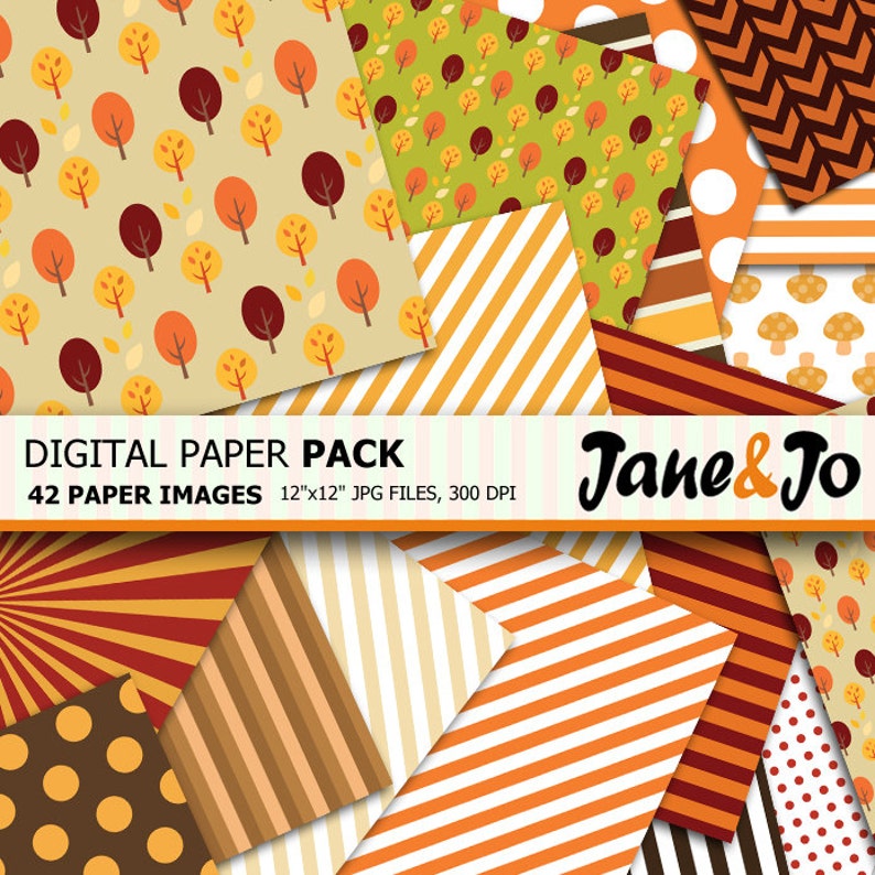 Fall Digital Paper , fall paper, Fall Patterns , Autumn Digital Paper, Autumn background , Harvest Digital Paper,Harvest Orange Yellow Brown image 2