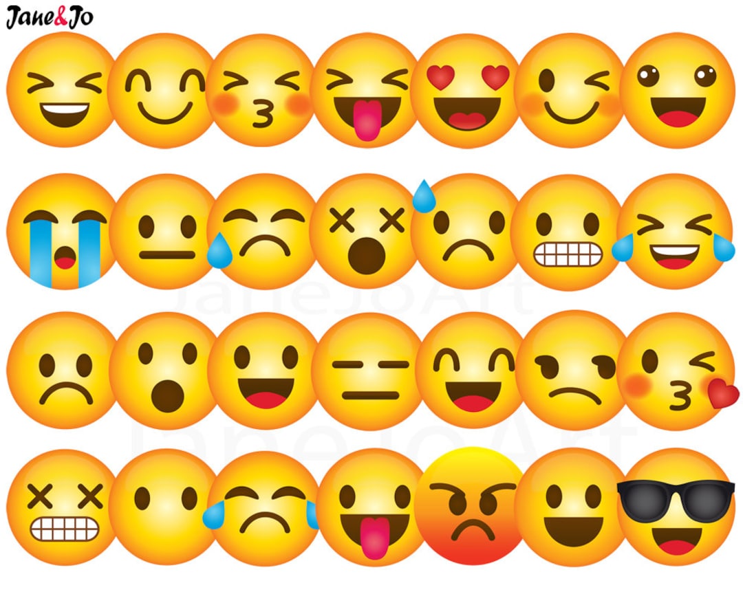 40 Emoji Clipart Emoji Clip Art Smiley Face Emoji Clipart - Etsy