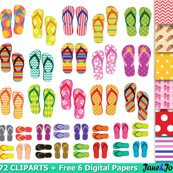 72 Flip Flops Clipart , Flip Flops Clip Art ,Shoes Clipart,Flip Flops Summer Cliparts ,Flip Flops digital scrapbook beach clip art flip flop