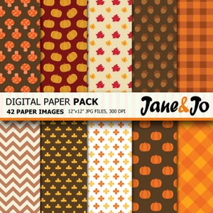 Fall Digital Paper , fall paper, Fall Patterns , Autumn Digital Paper, Autumn background , Harvest Digital Paper,Harvest Orange Yellow Brown image 3