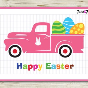 Easter Truck SVG,Happy Easter Svg,Silhouette Cut Files, Easter SVG ,Bunny Truck files Vector Clipart,Cut files,cricut cut files cutting file