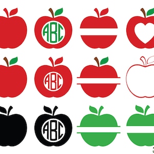 Apple Svg,Teacher Svg,Teacher Monogram Svg,School Svg,Split Apple Svg,Apple Cricut Cut File,Split Svg,Apple svg vector,Split Svg,Apple Vinyl