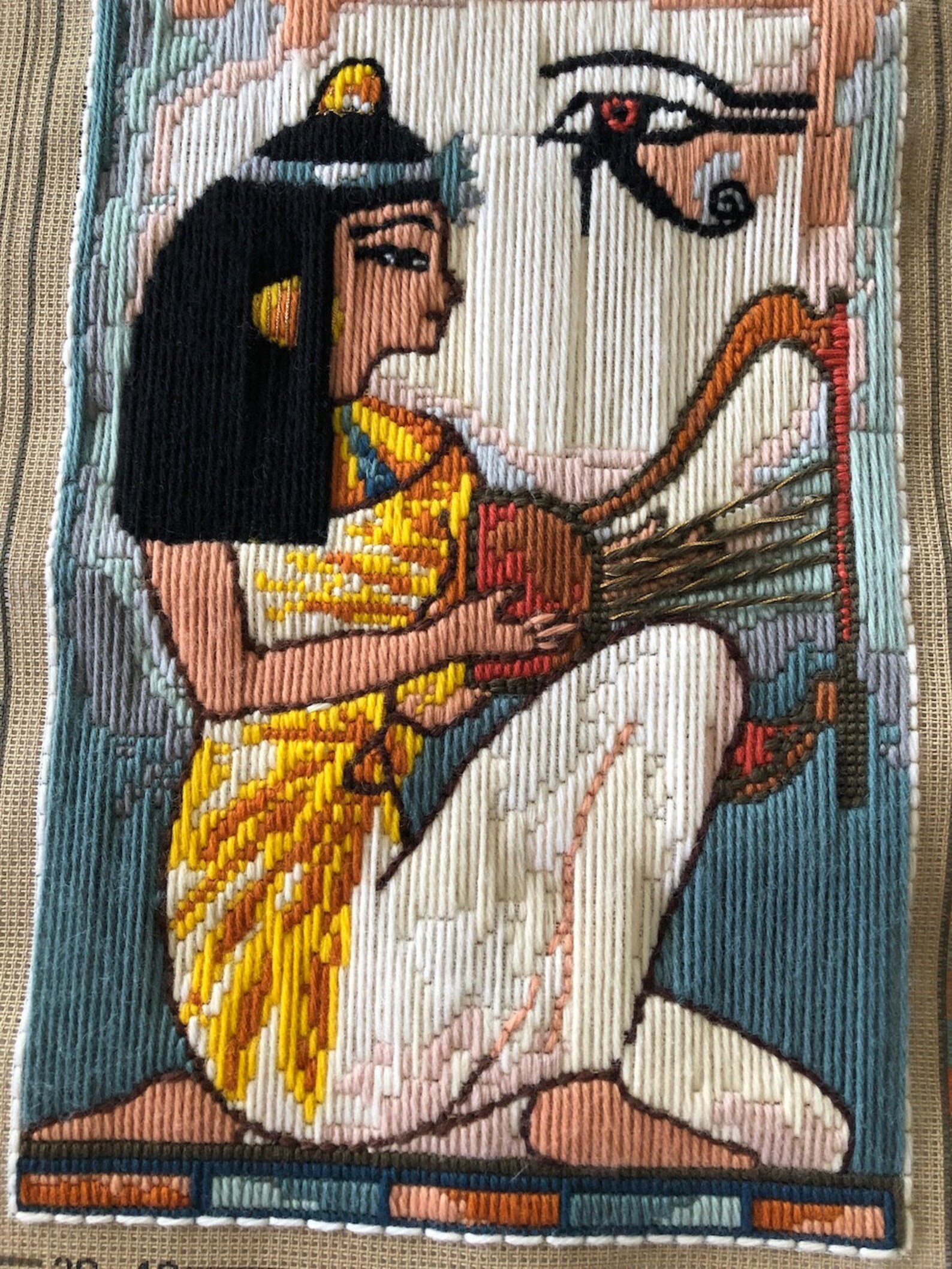 Pair Needlepoint Tapestries Ancient Egyptian ladies unframed Etsy