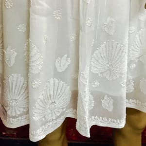 White  Skirt, Chikankari Hand Embroidered, Womens Skirt,High waist skirt, Summer Skirt, boho skirt,  Elasticated Waistband