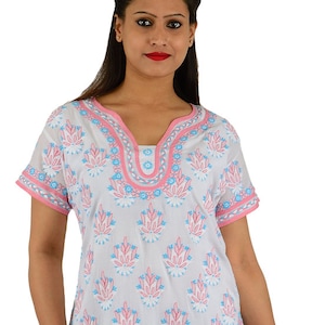 Lucknow Chikankari COTTON TOP -Hand Embroidery -Ethnic Indian Kurti for women--Bohemian Tunic, Summer Tunic