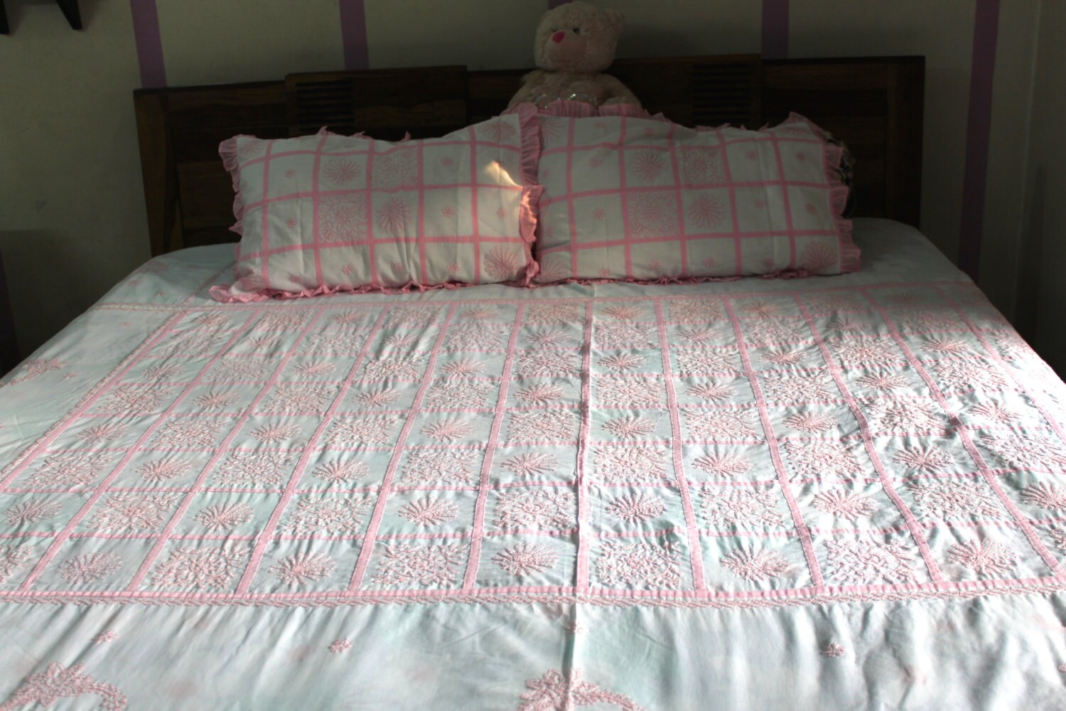 Bed Sheet Hand Crafted 100 Pure Cotton Chikankari Hand Etsy
