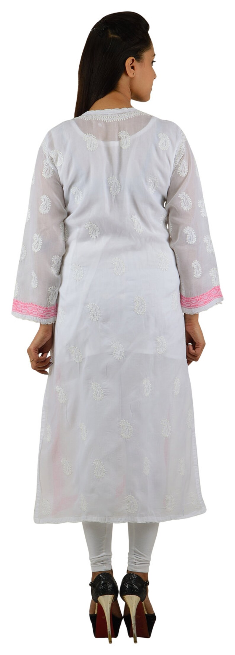 Indian Kurti Chikan Lucknowi Kurta White Cotton Ethnic Kurti Etsy