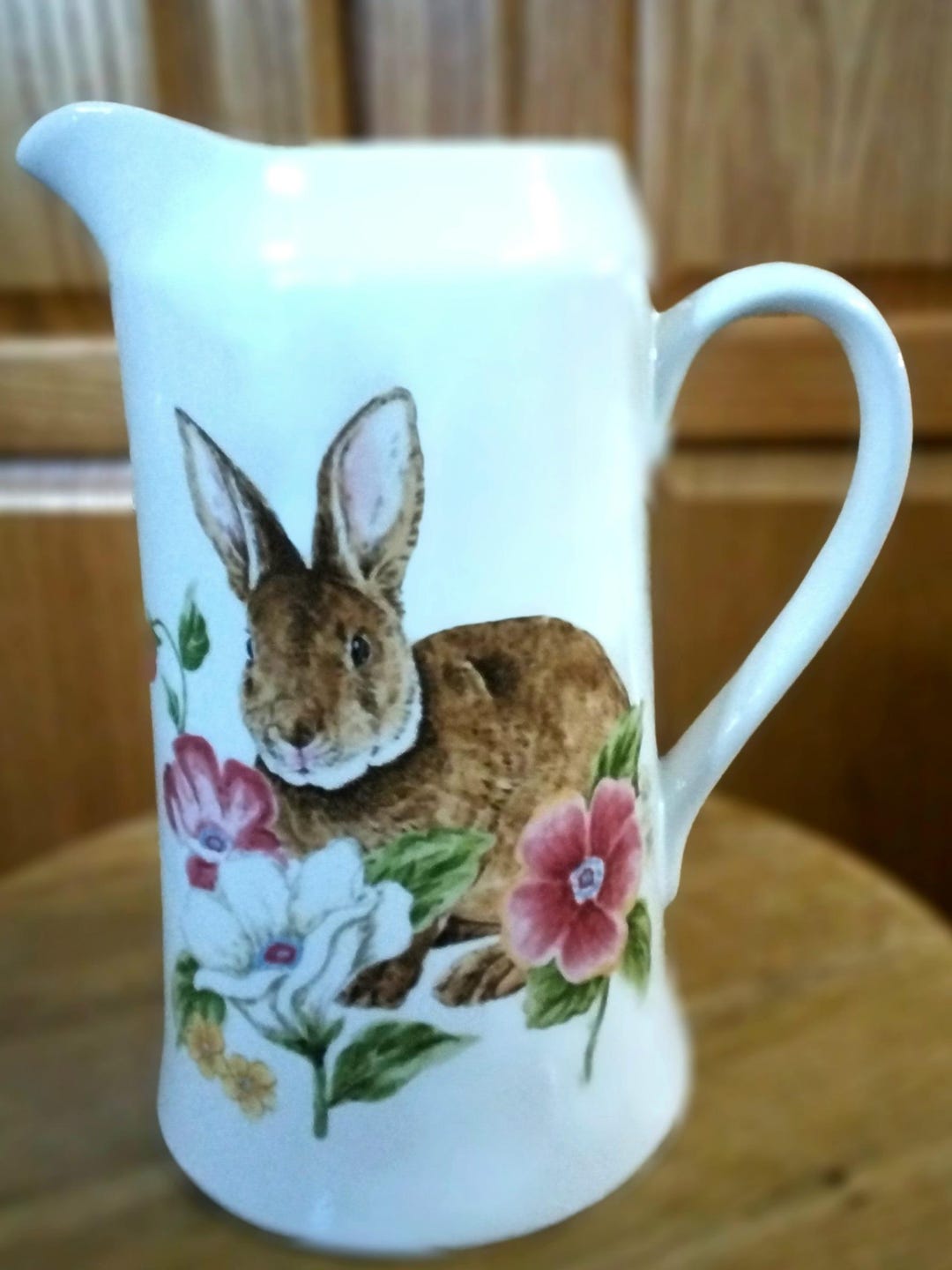 Vintage Ceramic Easter Bunny Tall Pitcher - Etsy