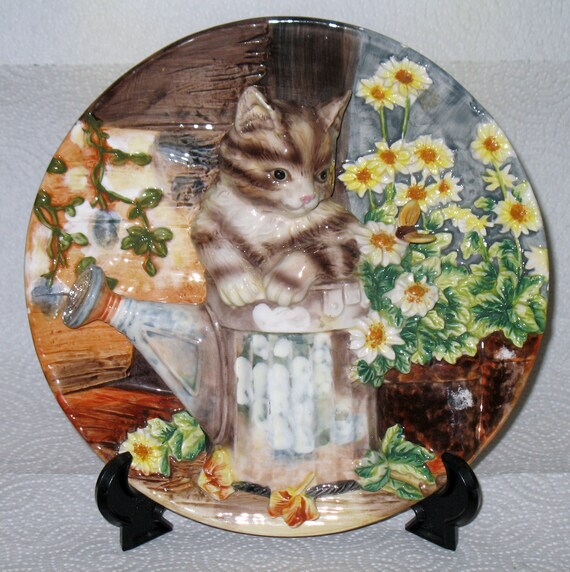 Vintage collectible dimensional cat plate Etsy