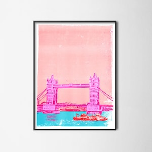 Tower Bridge - Wall Art Poster // Bright Art Office Print // Minimalist Home Decor // London Art