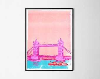 Tower Bridge - Póster para pared // Lámina artística para oficina // Decoración minimalista para el hogar // Arte londinense