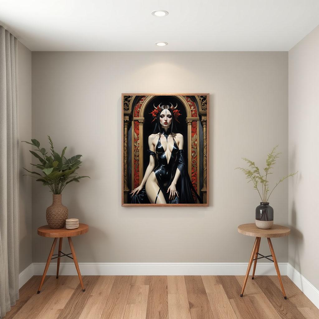 Gothic Dark Fantasy Art Print | Horned Demon Queen | Seductive Occult ...