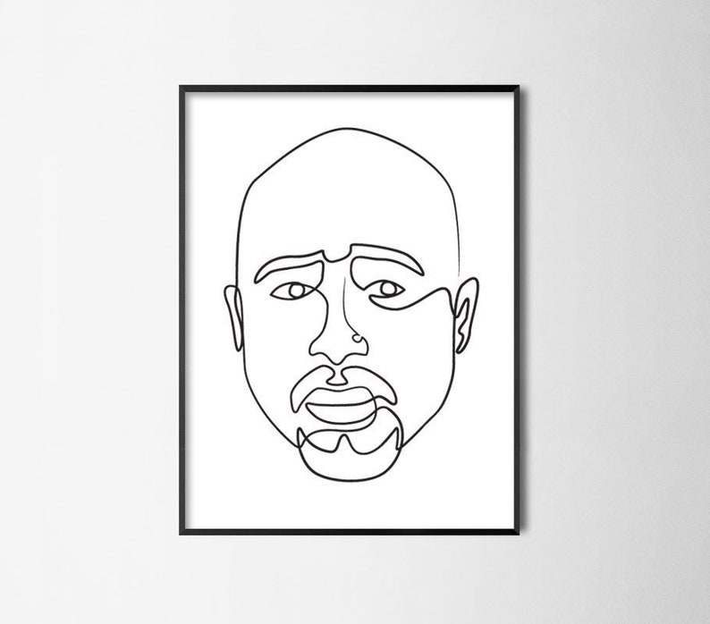 Puede incluir: Un dibujo en blanco y negro de una cara. El dibujo es de estilo minimalista, con solo los rasgos esenciales de la cara representados.