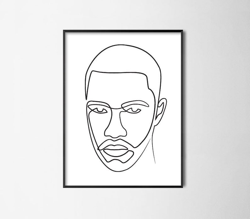 Frank Ocean Continuous Line Drawing Portrait R&B Wall Art Etsy