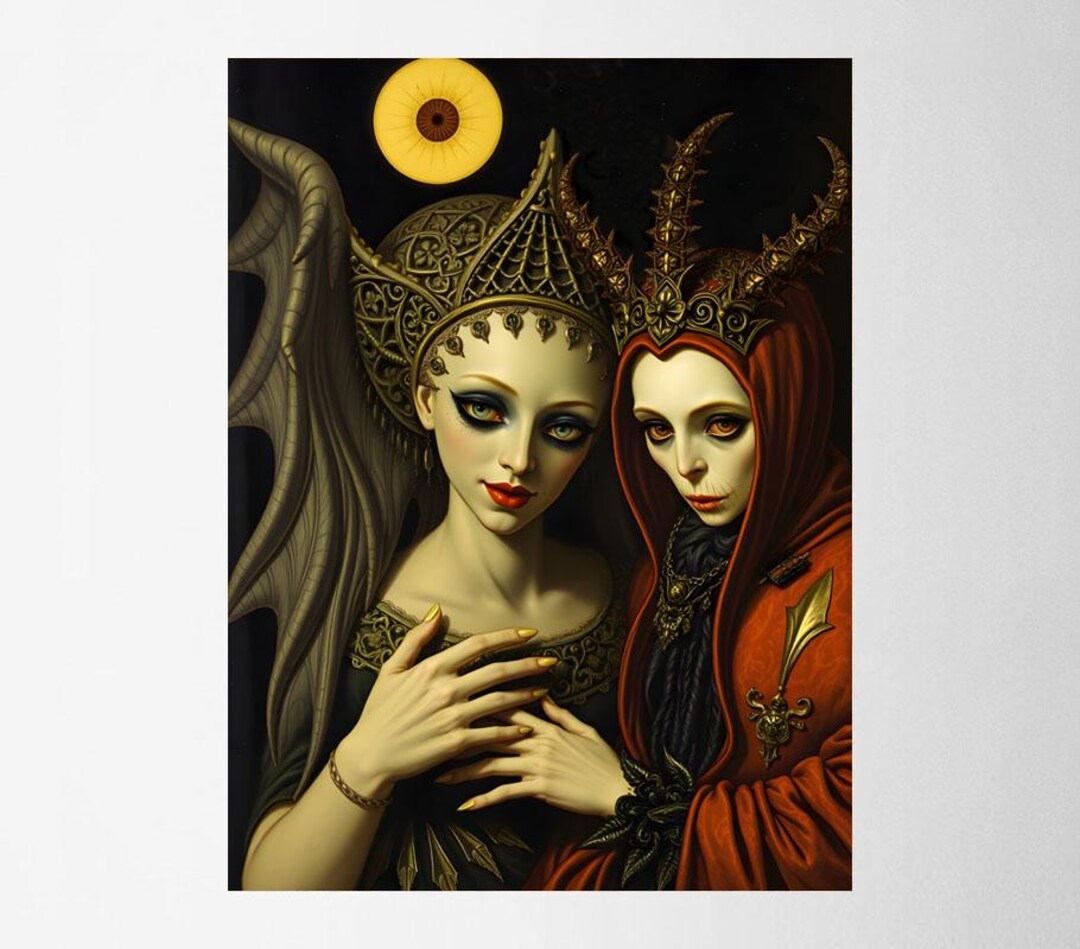 Dark Fantasy Queen Print | Gothic Royal Portrait | Surreal Mythical ...