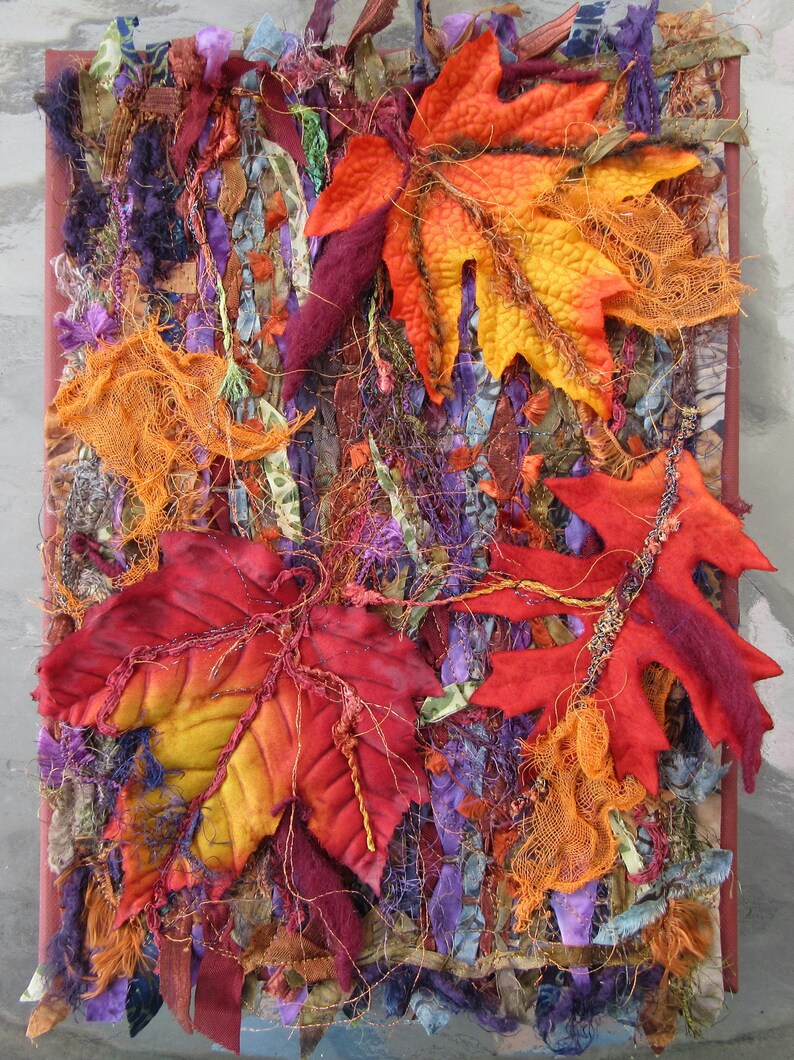 Autumn Leaf Fiber Art Fall Wall Art Fabric Art Home Decor Etsy