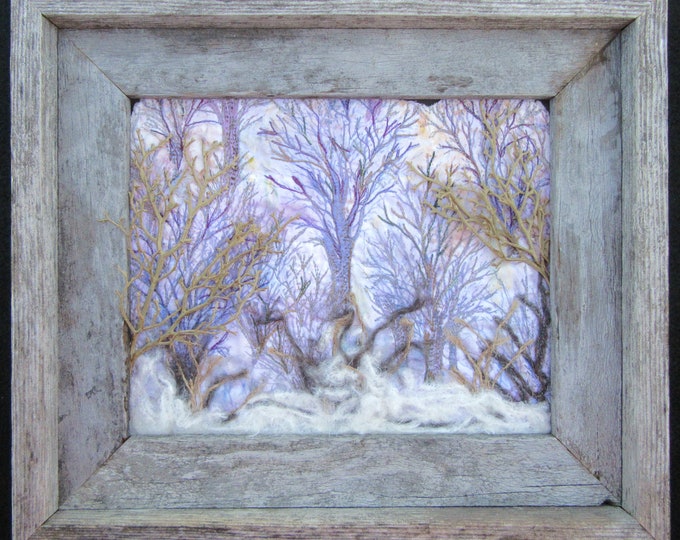 Winter Tree Scene Fiber Art Tree Landscape Fabric Wall Art Etsy