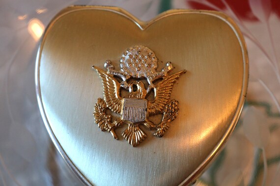 Lovely Sterling Heart Compact with Military Eagle… - image 3