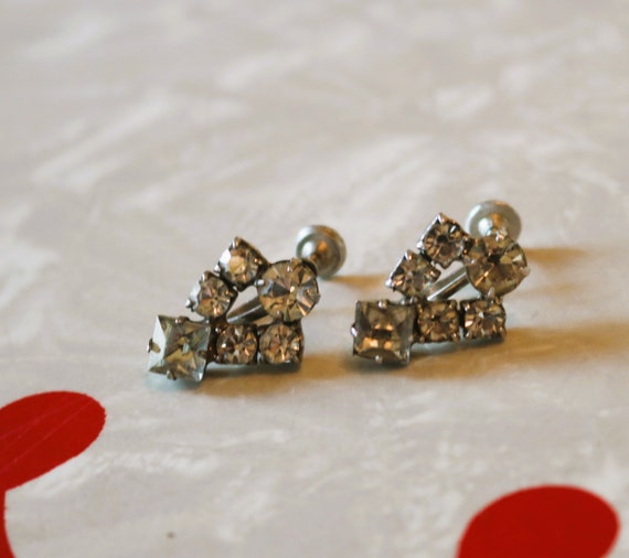 Vintage Rhinestone Necklace and Earrings Set, Mid… - image 3
