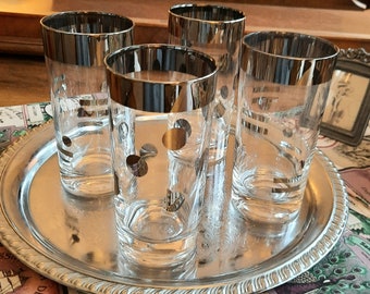 Cool Dot Dash Vintage Barware 4 Piece Set, Dorothy Thorpe Style Glassware