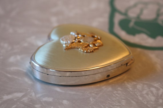 Lovely Sterling Heart Compact with Military Eagle… - image 7