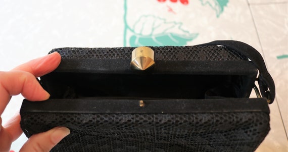 Glam Midcentury Black Lace Box Evening Purse Pari… - image 4