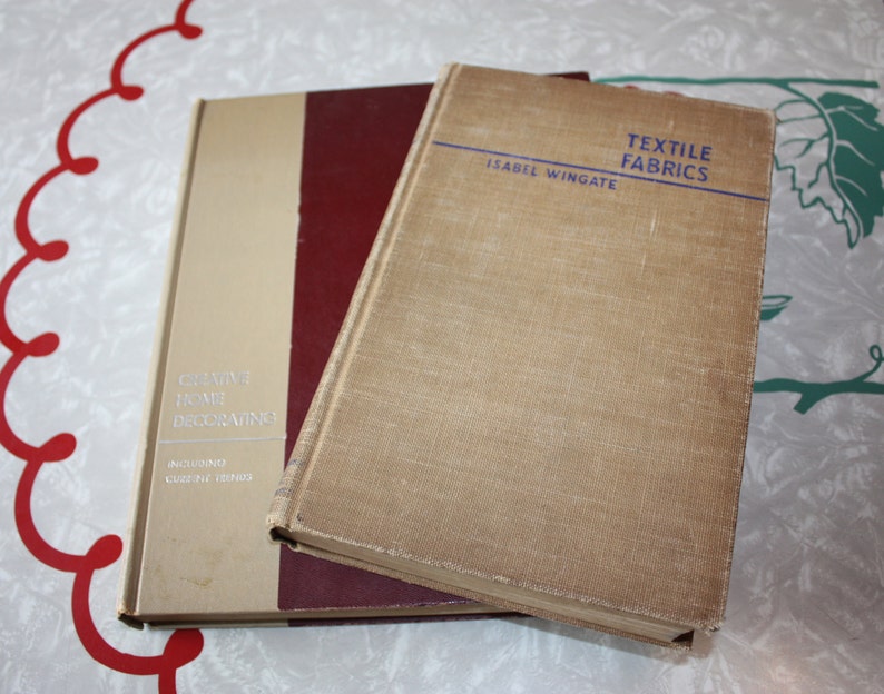 Vintage Interior Design Books Textiles Fabrics 1953 Creative Home Decorating 1944 Vintage 2 Piece Set