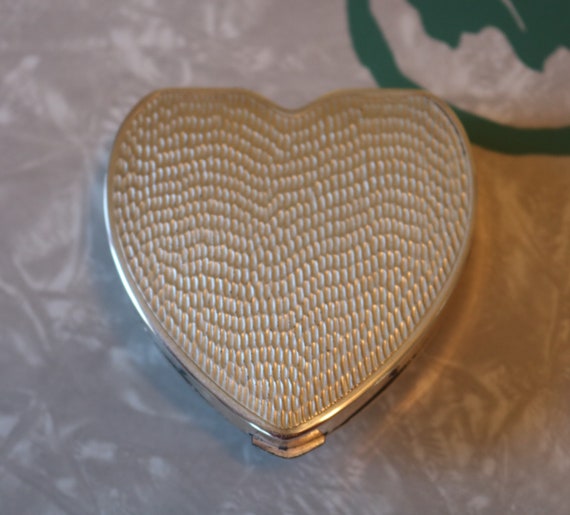 Lovely Sterling Heart Compact with Military Eagle… - image 8