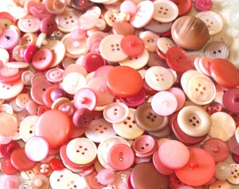 Vintage Pink Sewing Buttons: 120+ Mid-Century Plastic Buttons in Atlas Jar