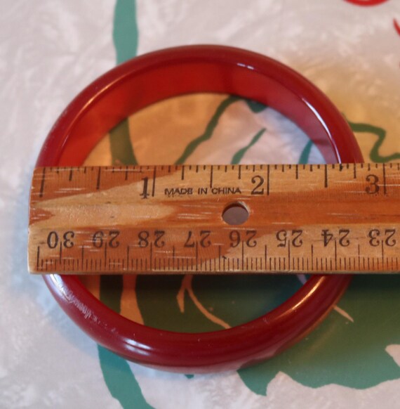 Cherry Red Chunky Bakelite Bangle, Fab Midcentury… - image 2
