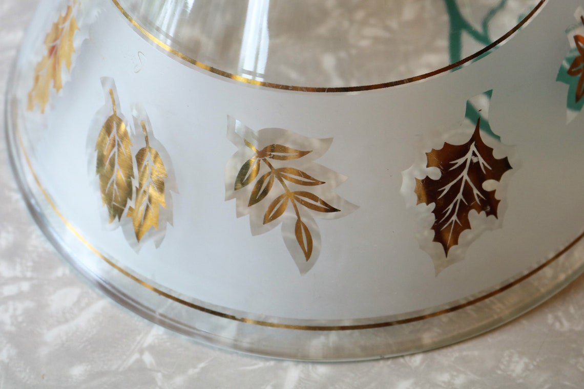 Cool Mid Mod Chip and Dip Bowls Frosted Gold Leaf Bowl Set Etsy
