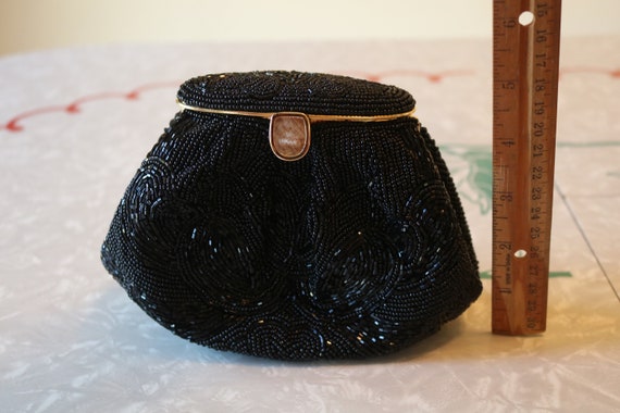 Beautiful Black Beaded Purse Clutch Evening Bag, … - image 2