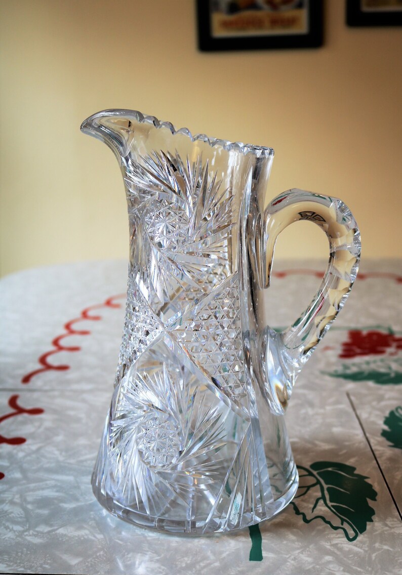 Beautiful American Brilliant Period Cut Crystal Glass Pitcher image 0