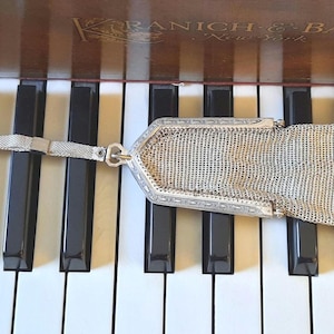 Elegant Petite Silver Tone Mesh Purse, Vintage Chainmail Mesh Style Fashion Accessory