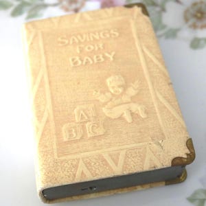 Vintage Baby Bank for Display, Savings for Baby Bank No Key