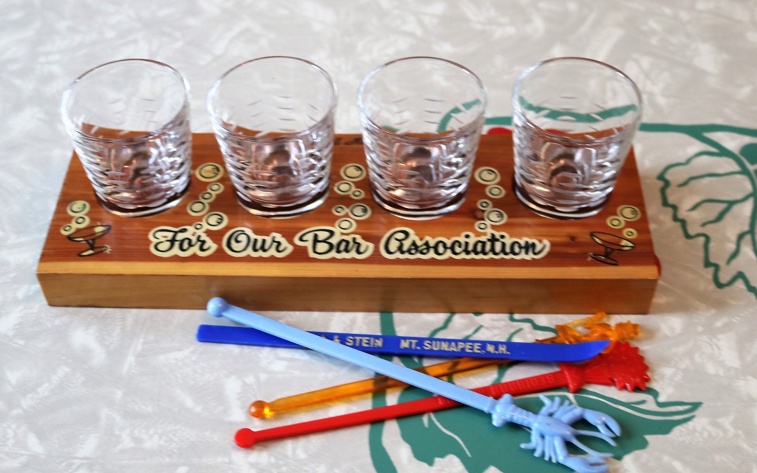 Cool Shot Glass Holder with 4 Etched Shot Glasses For Our Bar Etsy