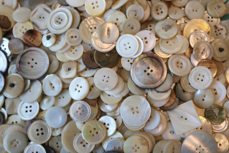 Fab Large and Medium Vintage Shell Buttons for Sewing and Projects in