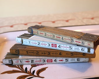 Industrial Vintage FoldUp Wooden Rulers Available Individually and as a Set of 4