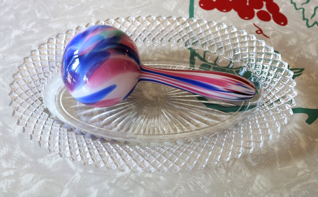 Beautiful Art Glass Vintage Darning Ball, Hand Blown Glass Darning Egg