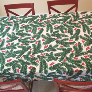 Christmas Vintage Tablecloth, Holiday Xmas Linens